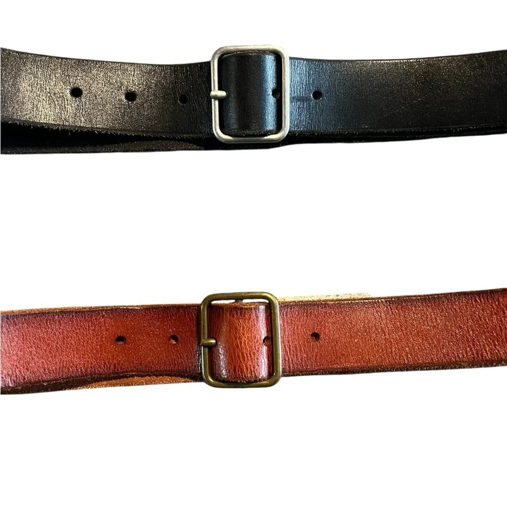LUCKY BRAND Men's Genuine Leather Black Belt and Brown Belt‎ Lot of 2